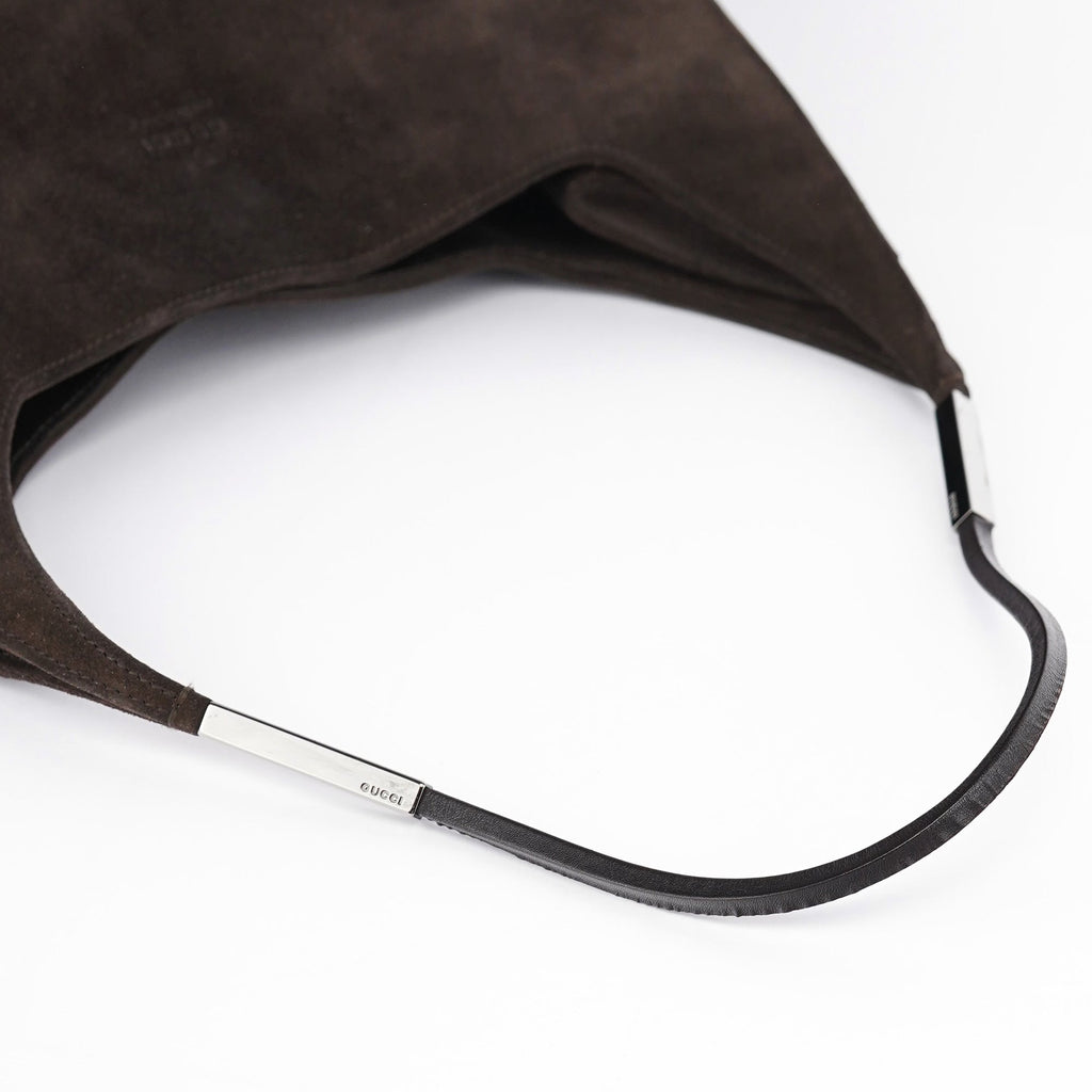 Brown Suede Hobo Shoulder Bag