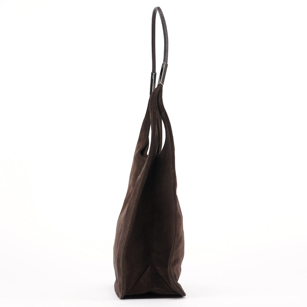 Brown Suede Hobo Shoulder Bag