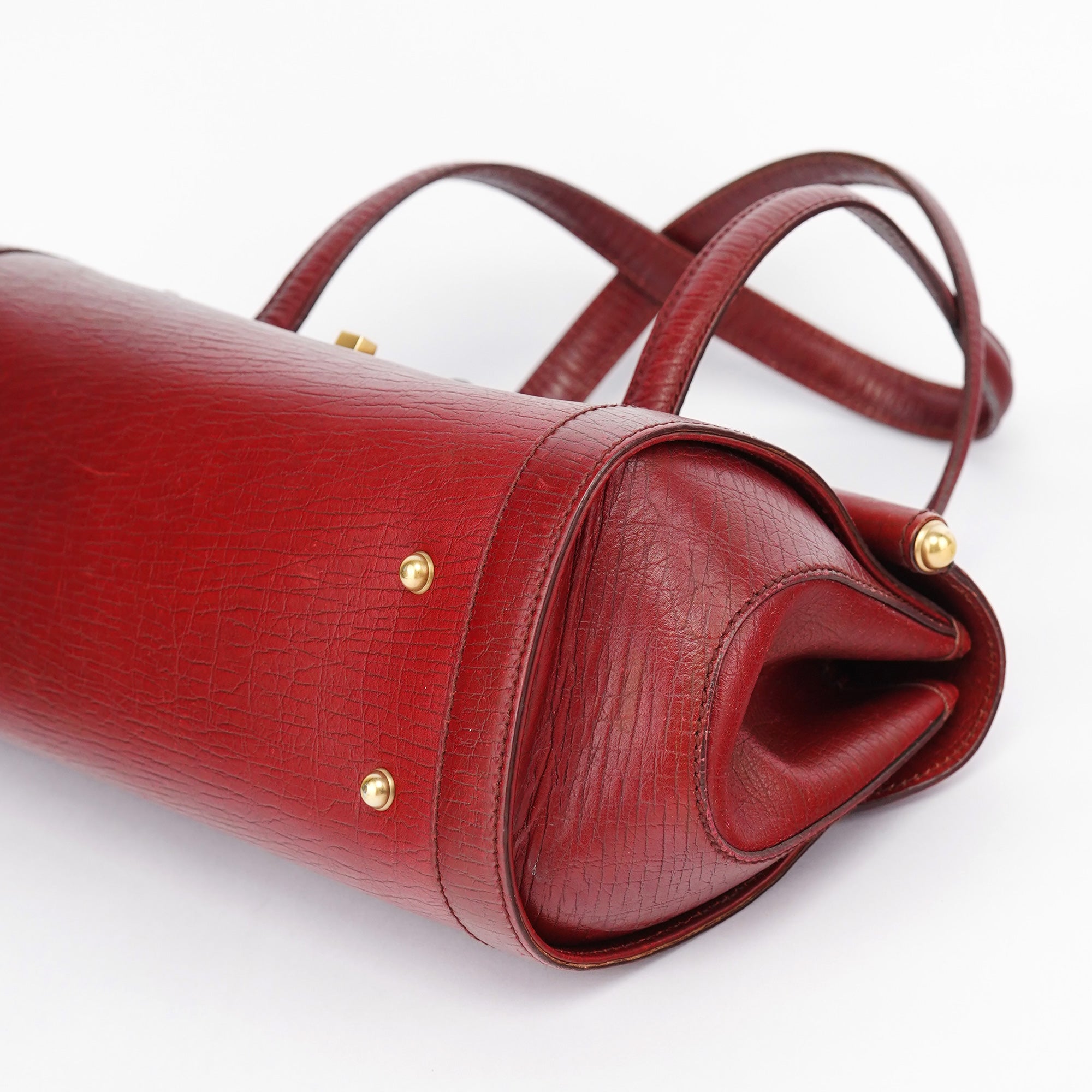 Burgundy Leather Bamboo Bullet Bag