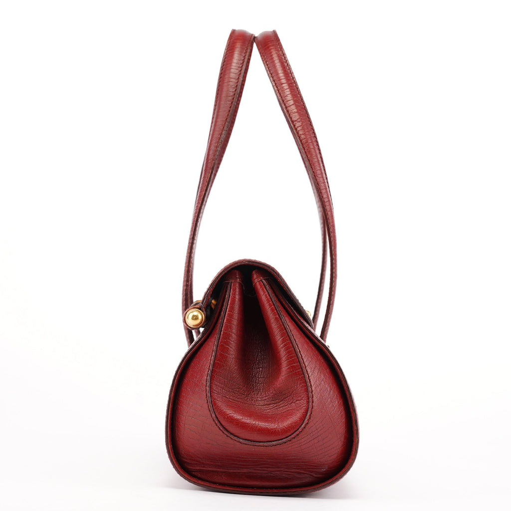 Burgundy Leather Bamboo Bullet Bag