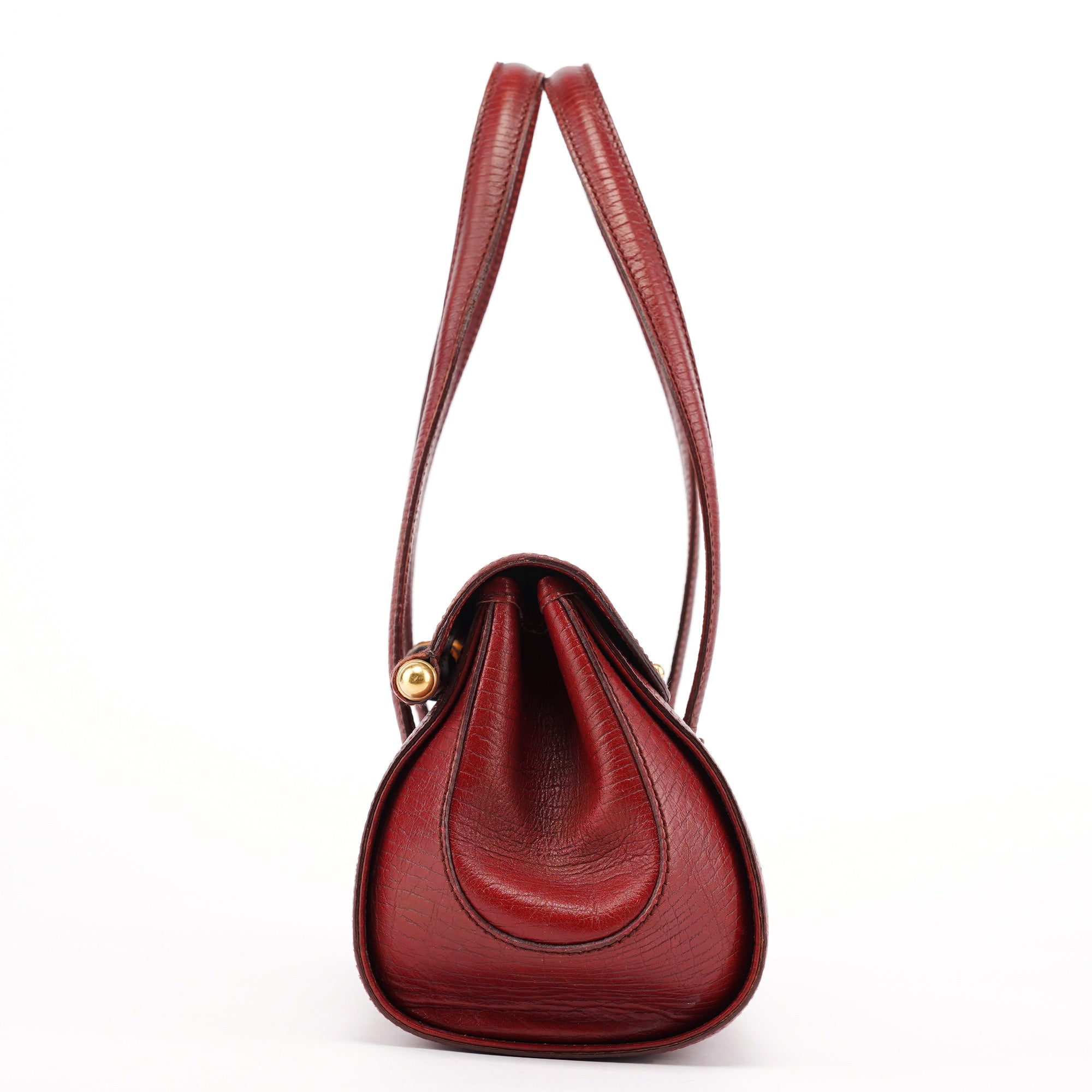 Burgundy Leather Bamboo Bullet Bag