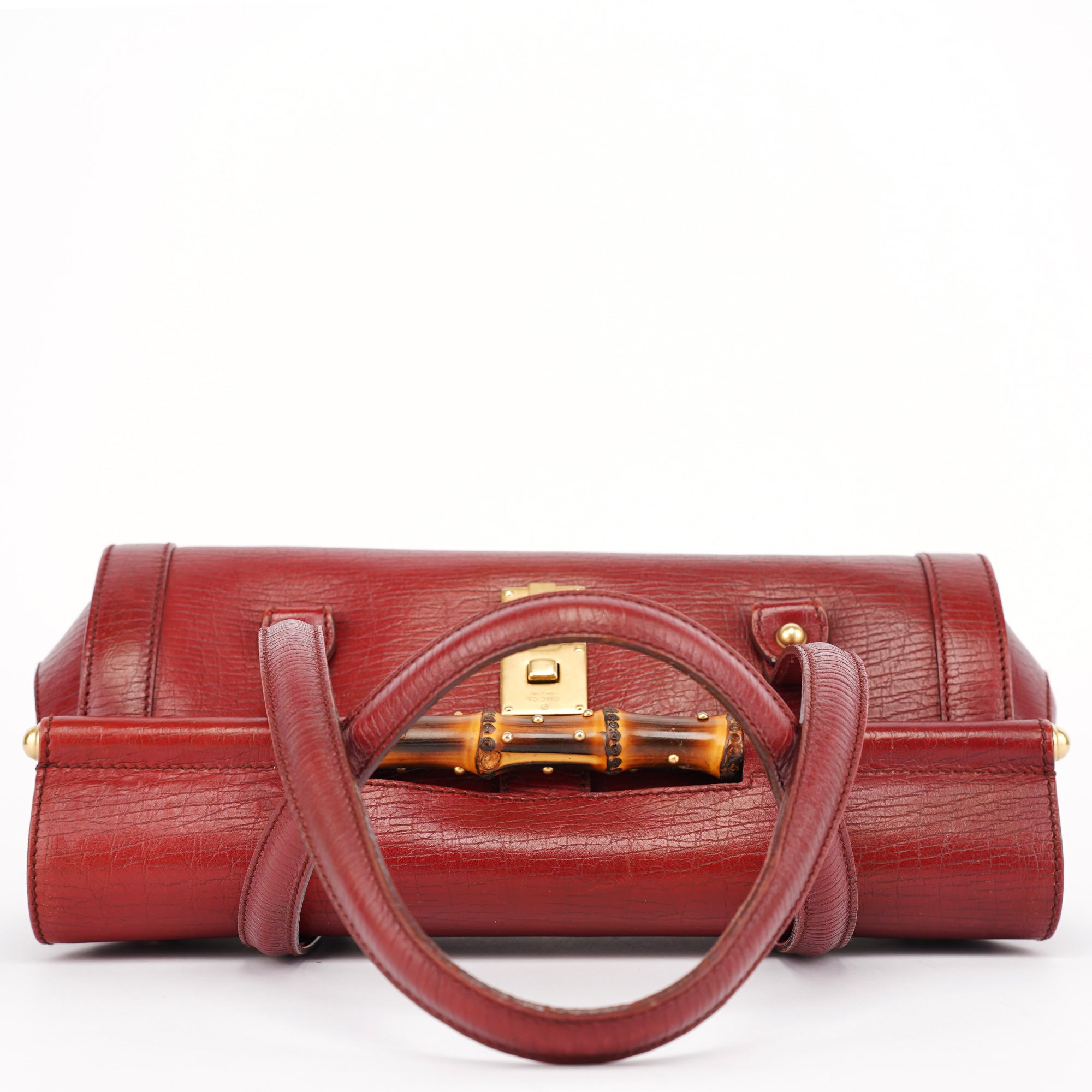 Burgundy Leather Bamboo Bullet Bag