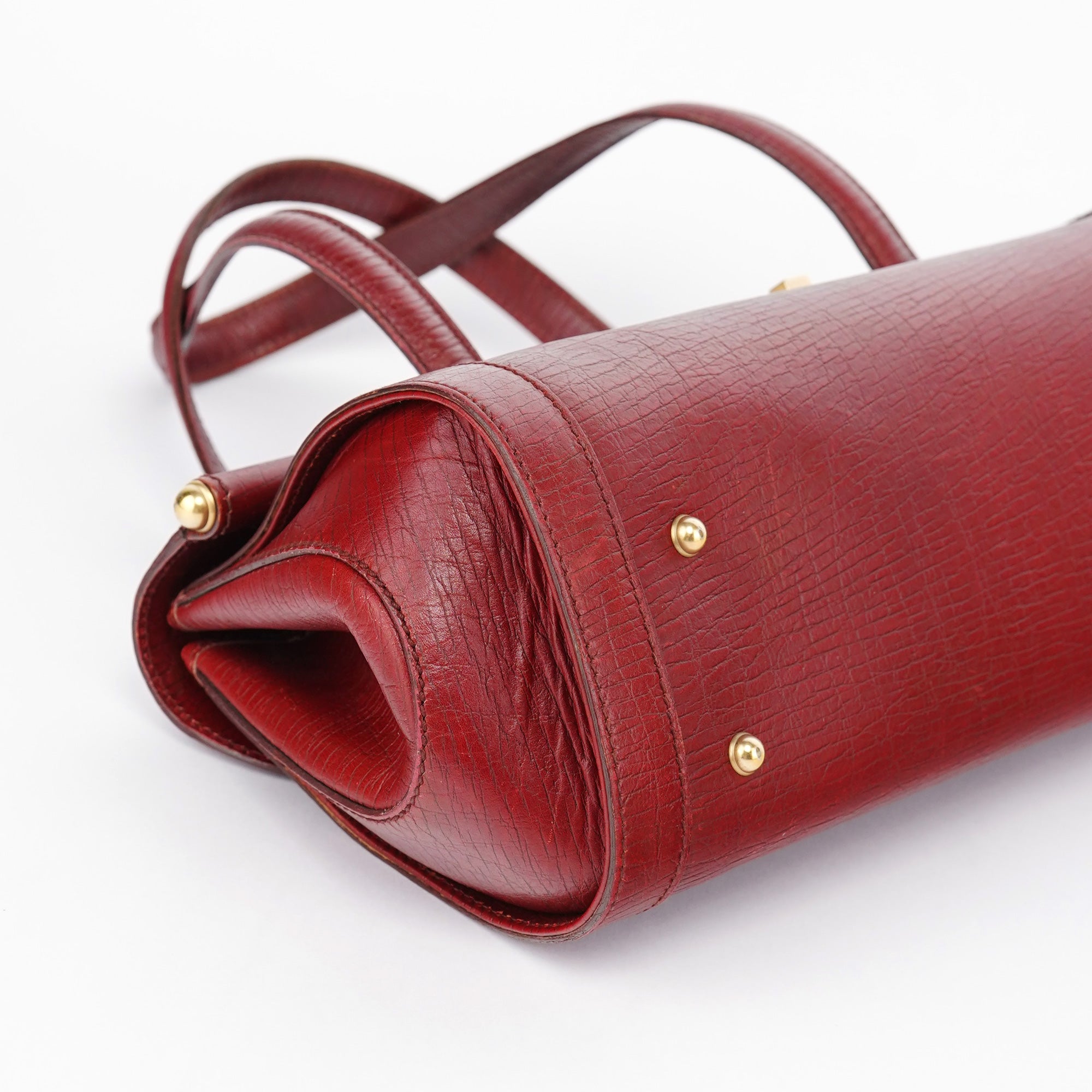 Burgundy Leather Bamboo Bullet Bag