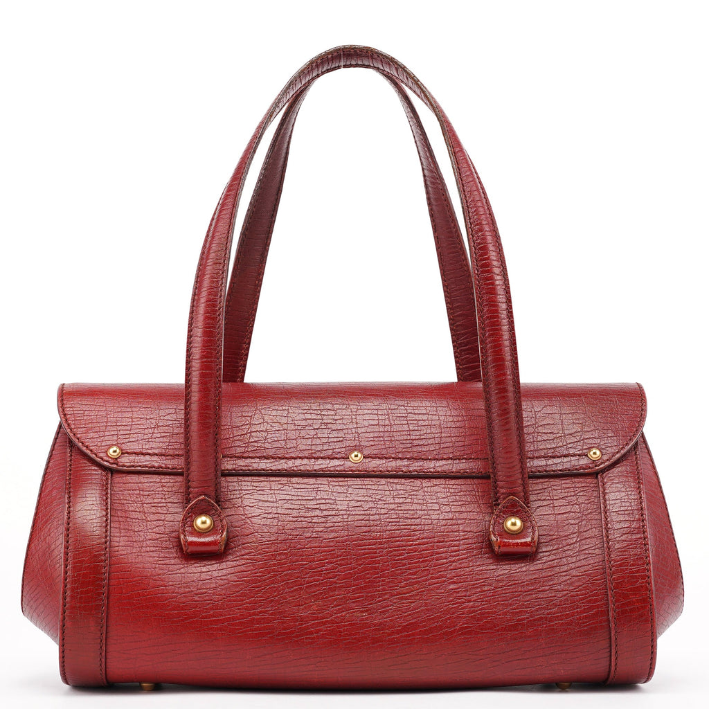 Burgundy Leather Bamboo Bullet Bag