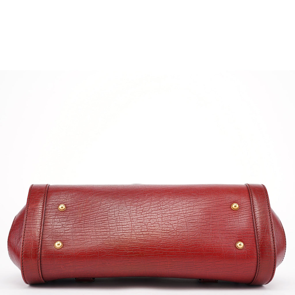 Burgundy Leather Bamboo Bullet Bag