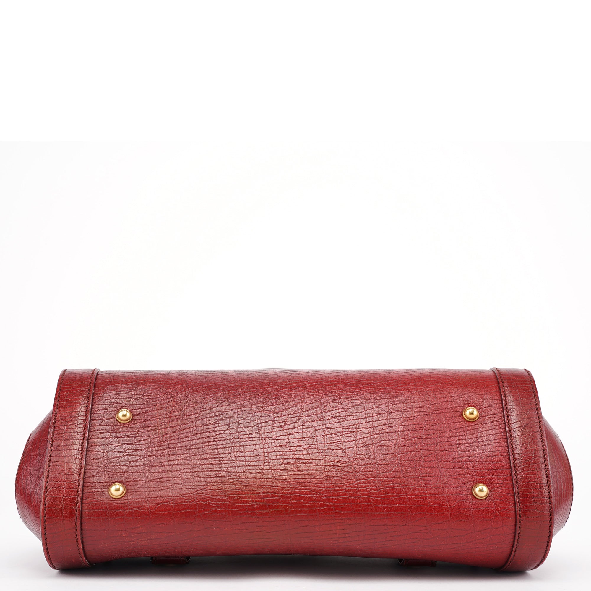Burgundy Leather Bamboo Bullet Bag