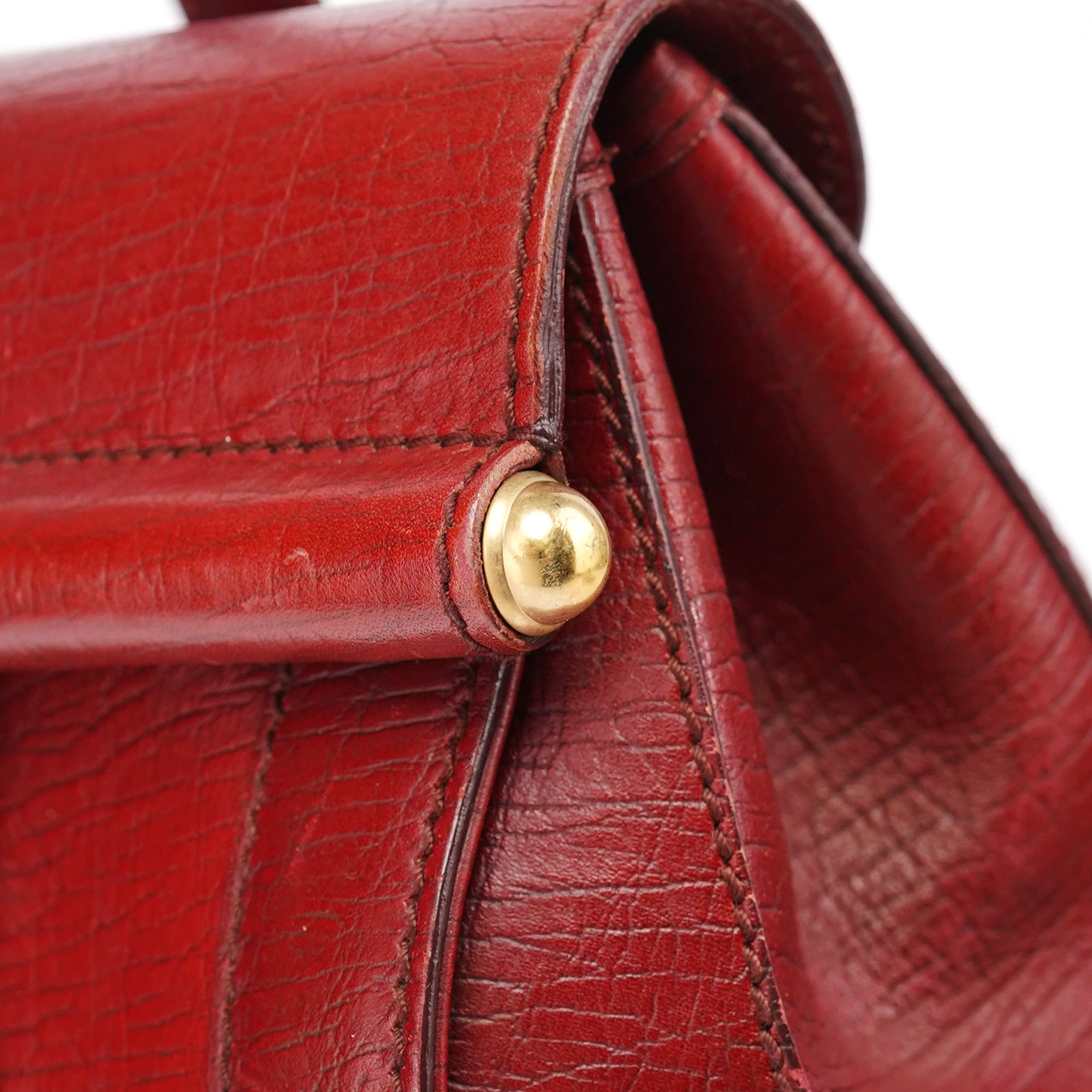 Burgundy Leather Bamboo Bullet Bag