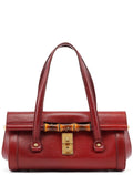 Burgundy Leather Bamboo Bullet Bag