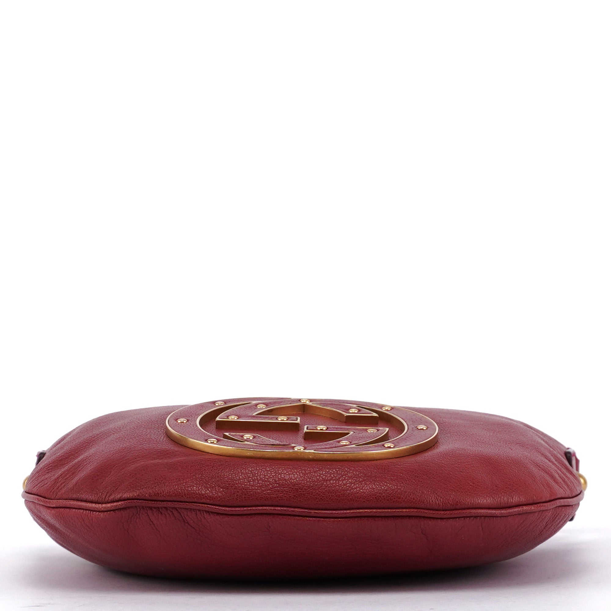 Burgundy Leather Stud GG Shoulder Bag
