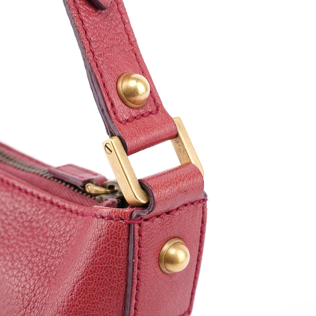 Burgundy Leather Stud GG Shoulder Bag