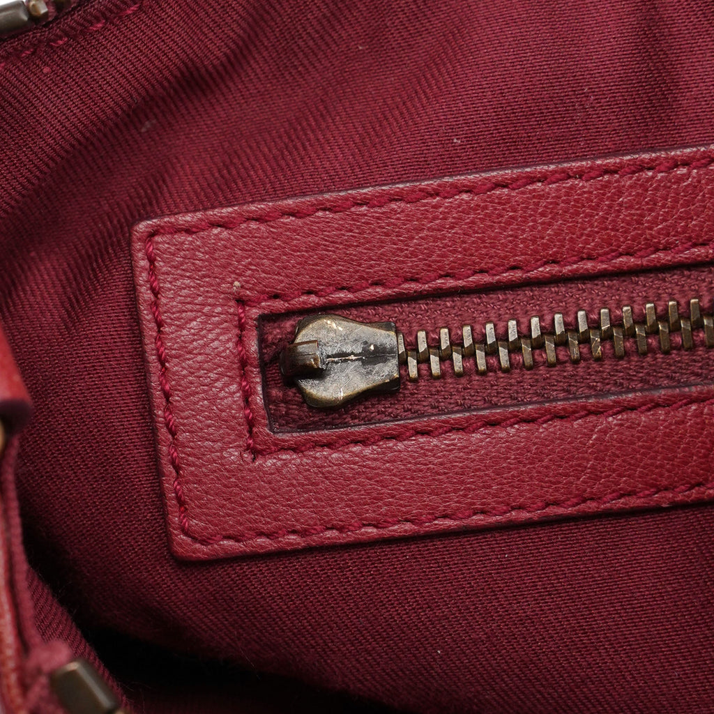Burgundy Leather Stud GG Shoulder Bag