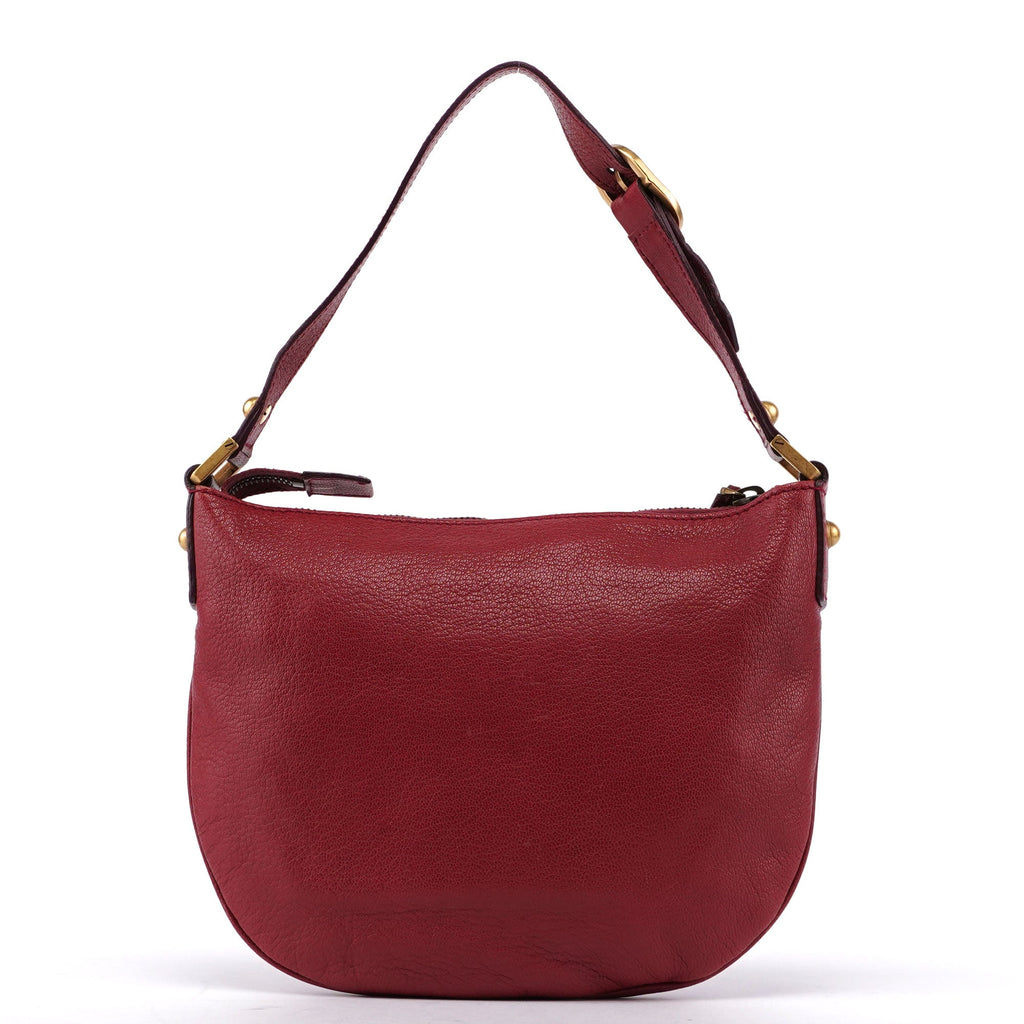 Burgundy Leather Stud GG Shoulder Bag