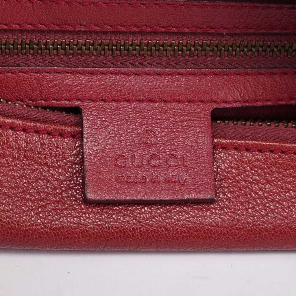 Burgundy Leather Stud GG Shoulder Bag