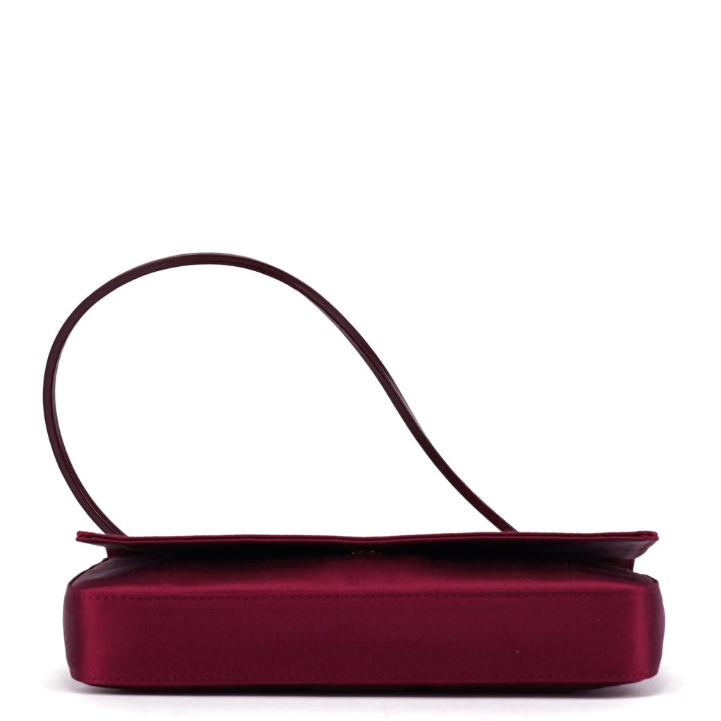 Burgundy Satin Flap Shoulder Bag