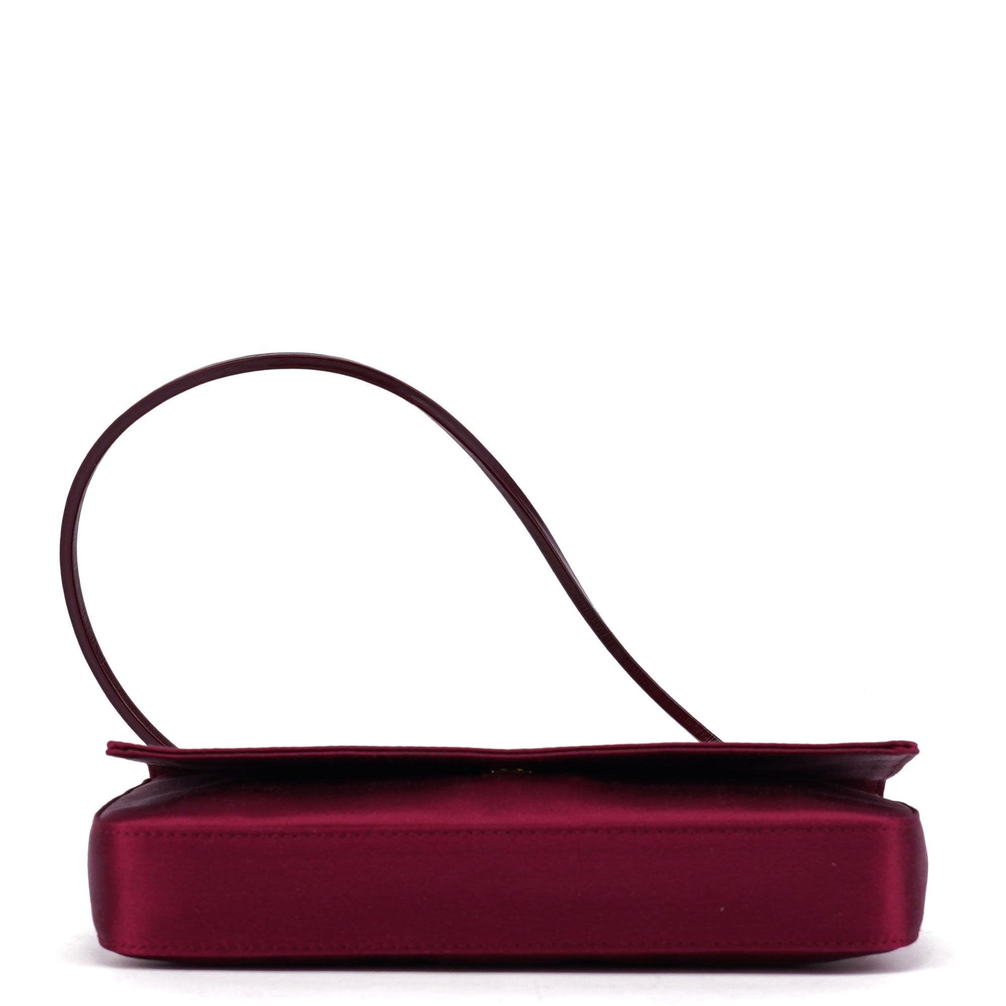 Burgundy Satin Flap Shoulder Bag