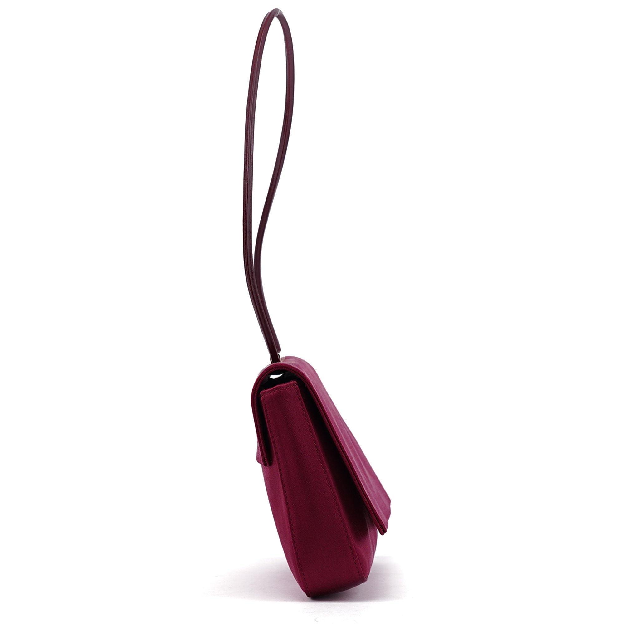 Burgundy Satin Flap Shoulder Bag