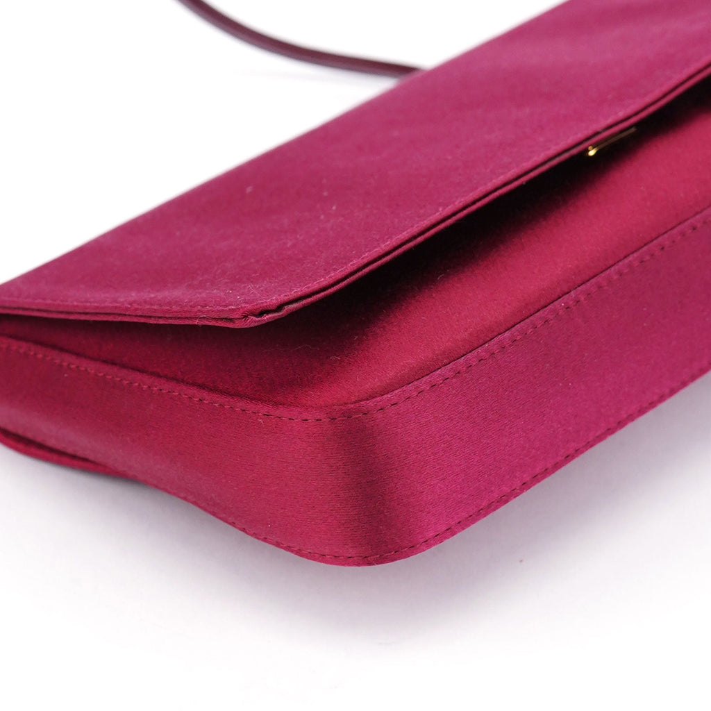 Burgundy Satin Flap Shoulder Bag