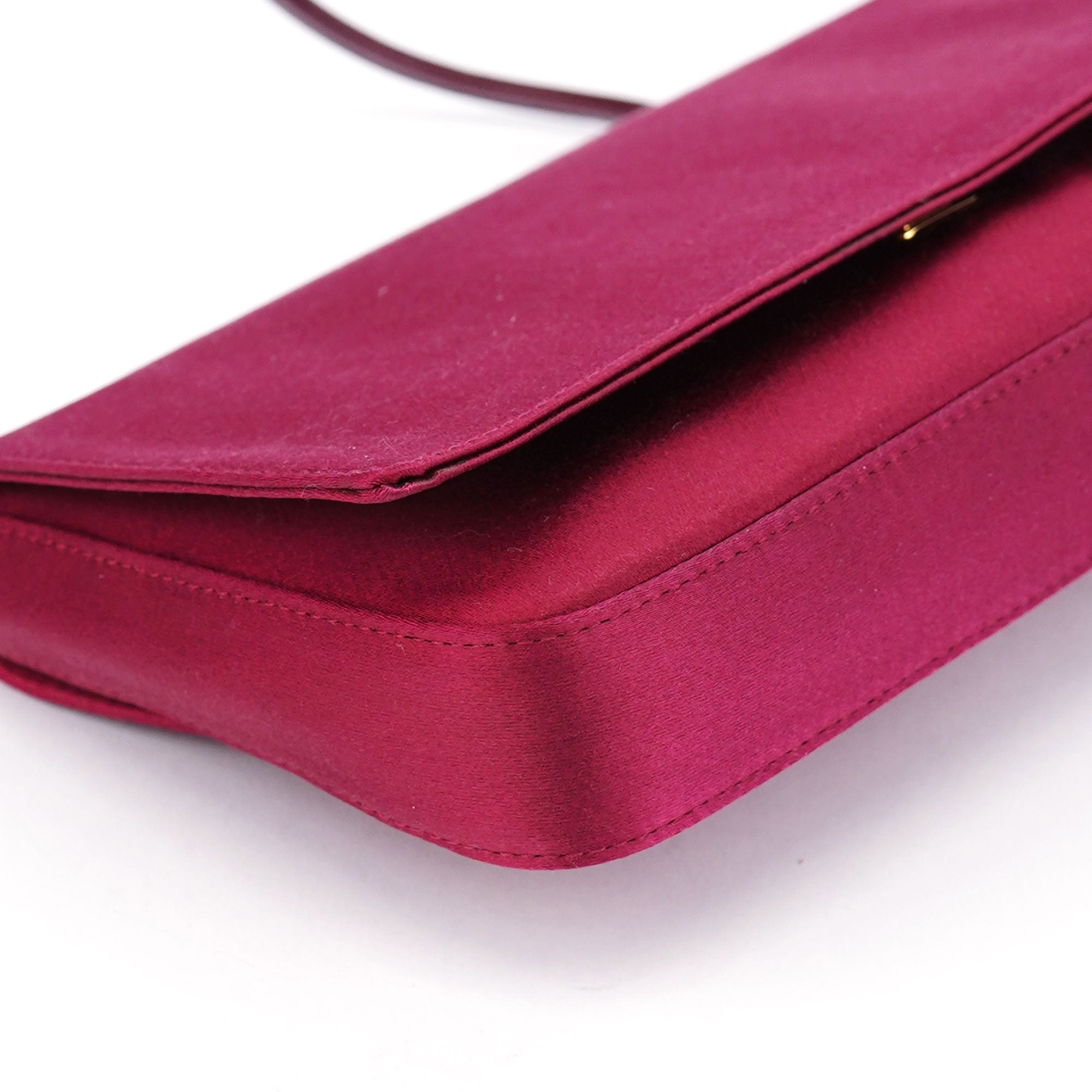 Burgundy Satin Flap Shoulder Bag