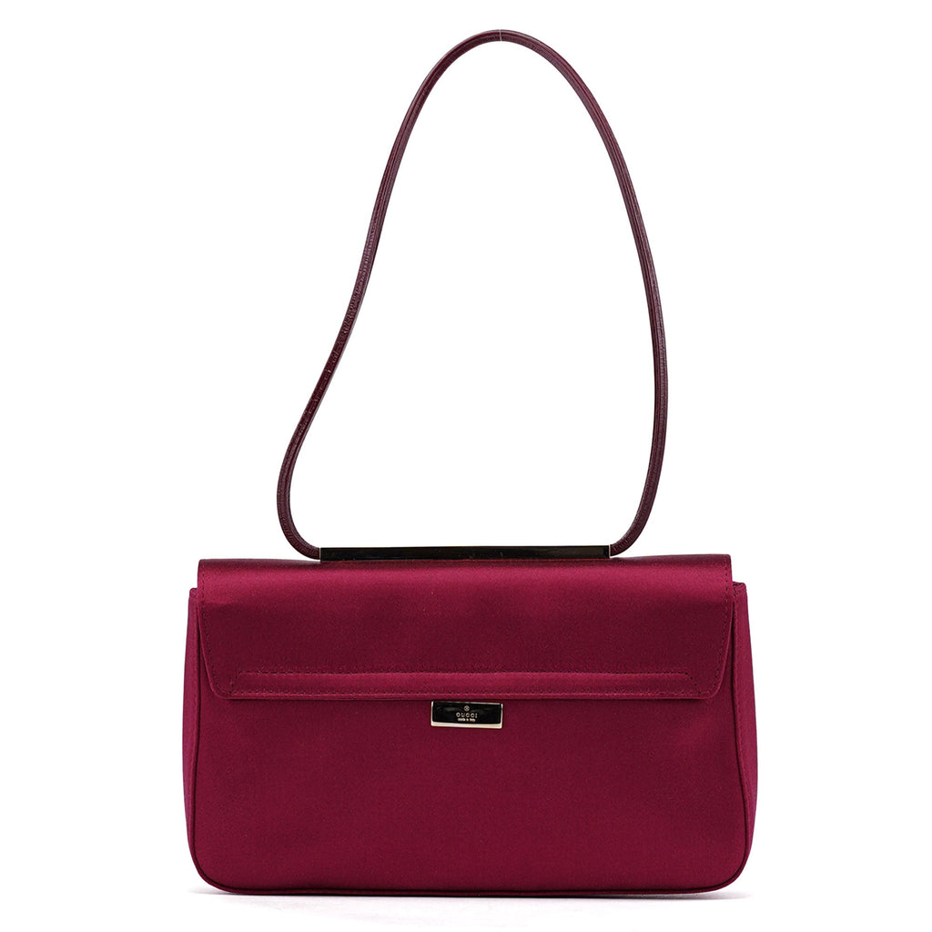 Burgundy Satin Flap Shoulder Bag