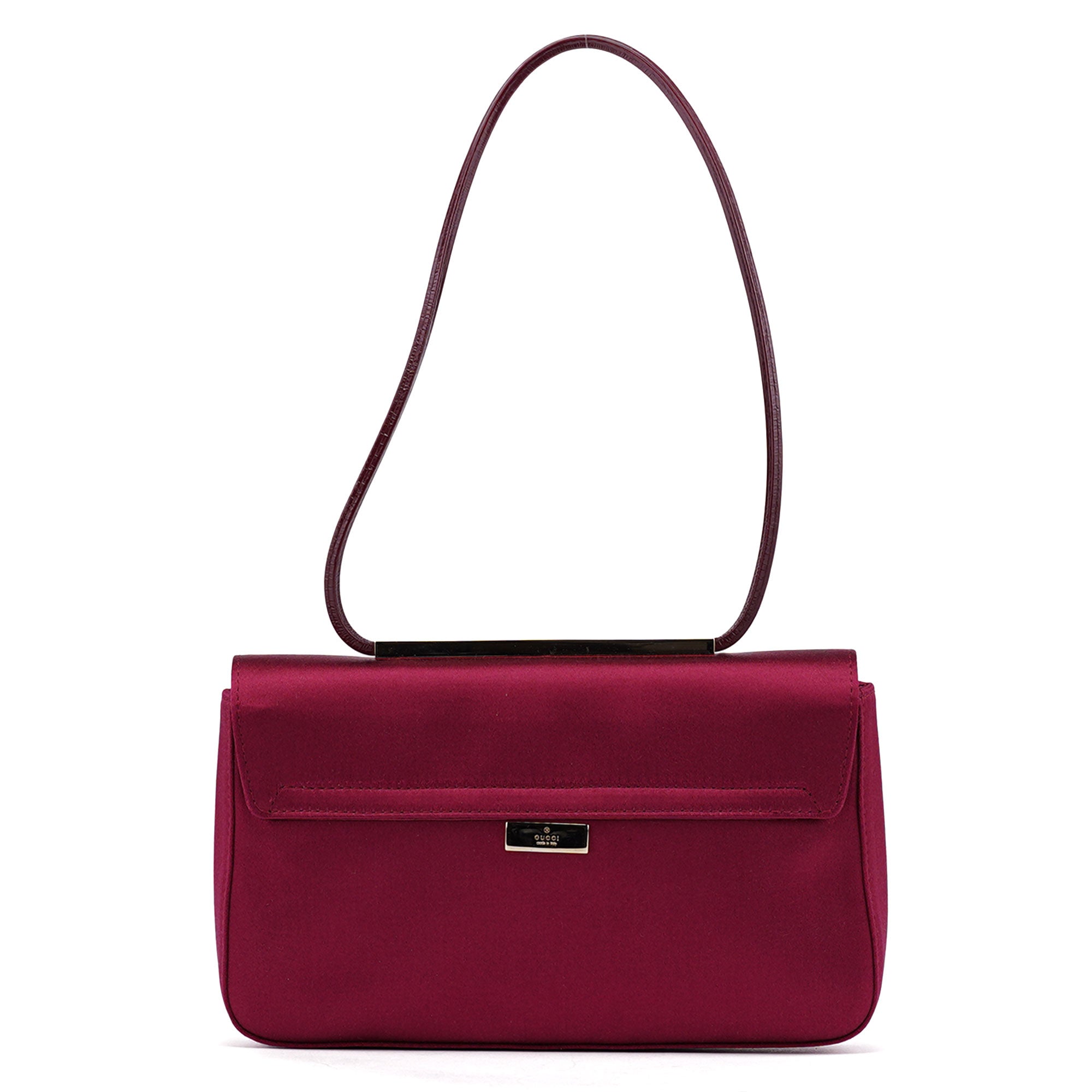 Burgundy Satin Flap Shoulder Bag