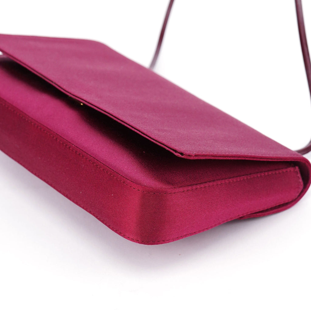 Burgundy Satin Flap Shoulder Bag
