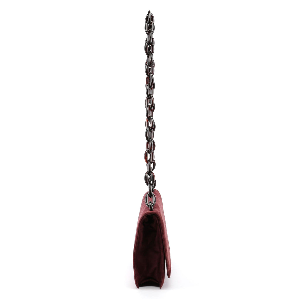 Burgundy Suede Chain Shoulder Bag