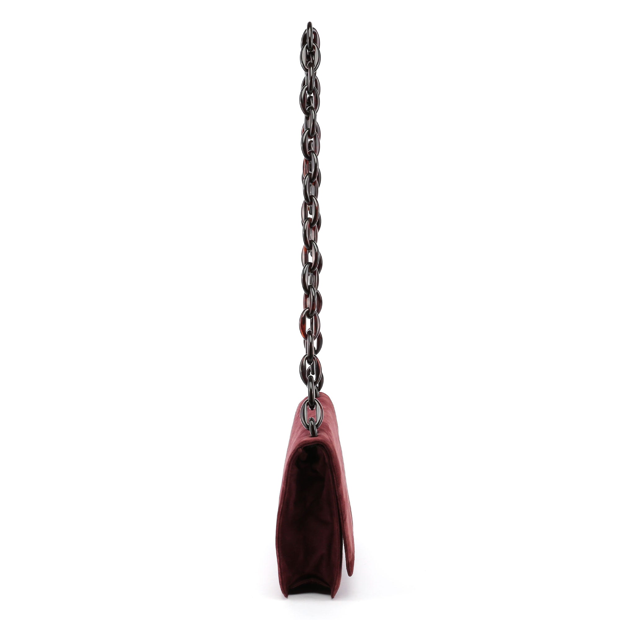 Burgundy Suede Chain Shoulder Bag