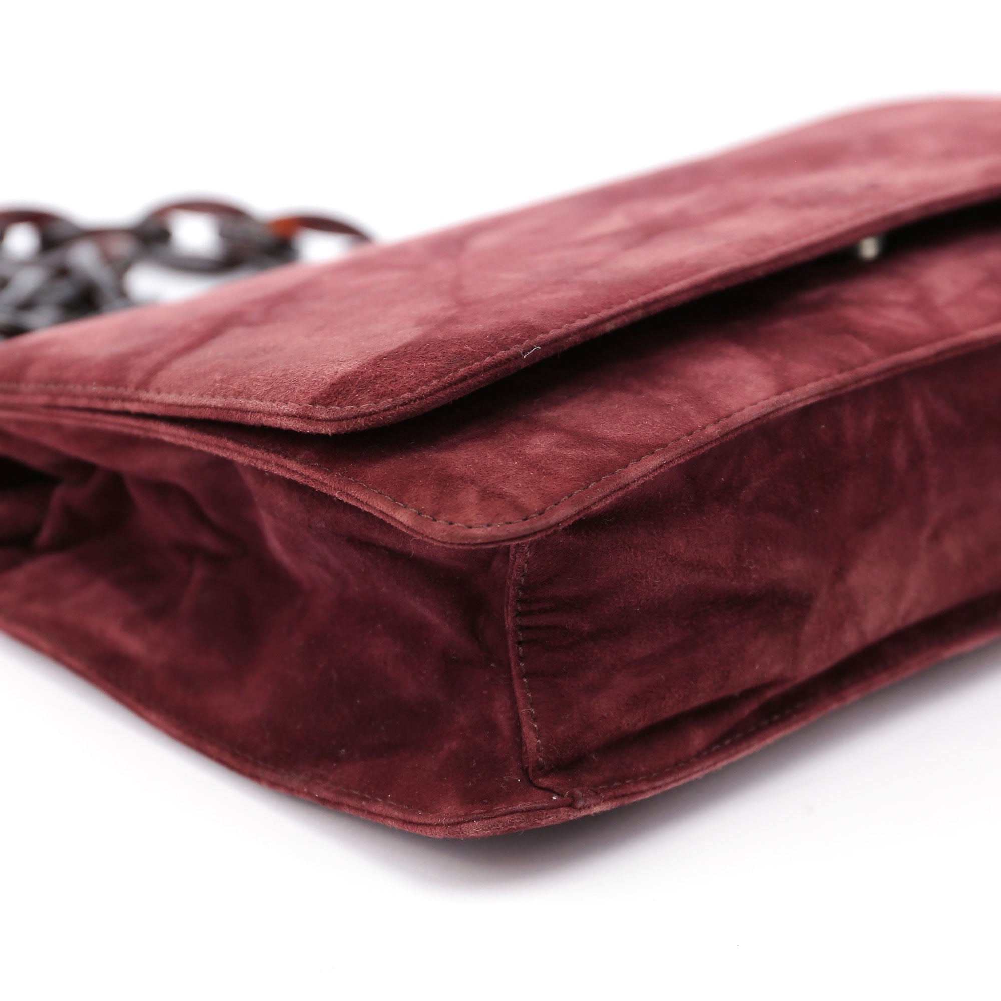Burgundy Suede Chain Shoulder Bag