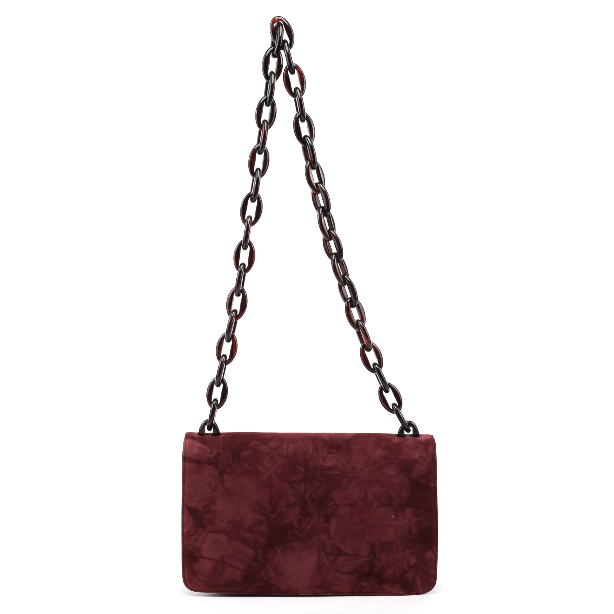 Burgundy Suede Chain Shoulder Bag