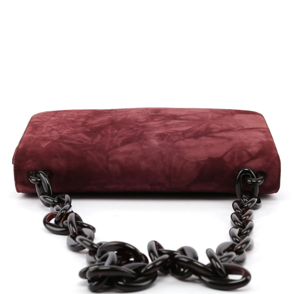 Burgundy Suede Chain Shoulder Bag