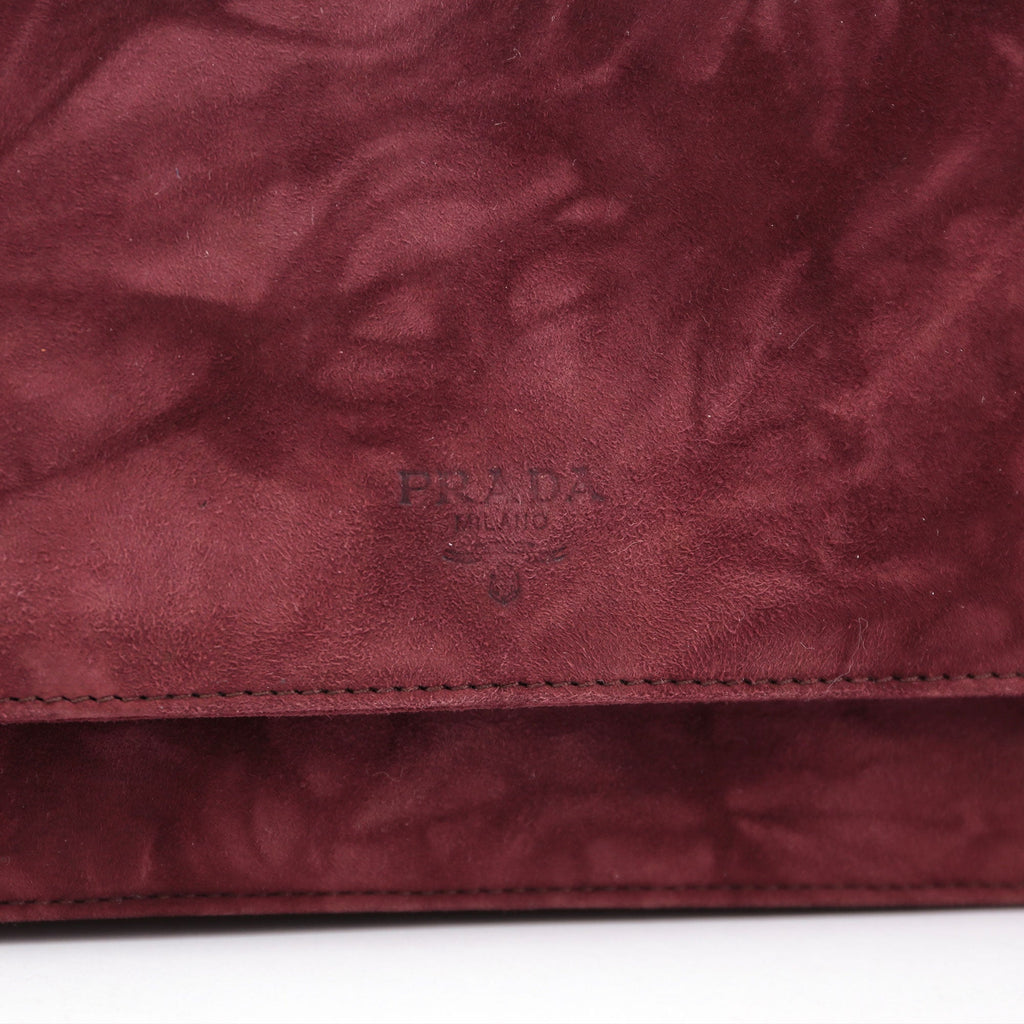 Burgundy Suede Chain Shoulder Bag