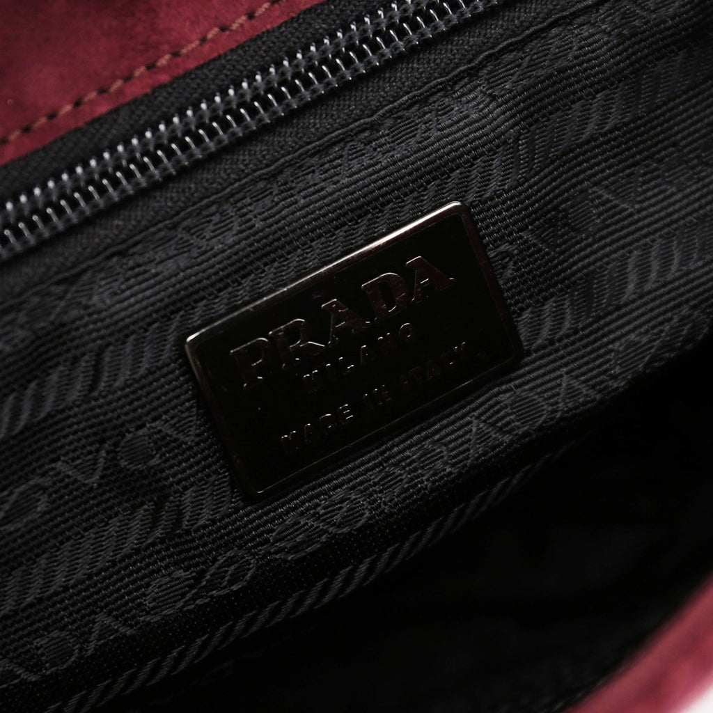 Burgundy Suede Chain Shoulder Bag