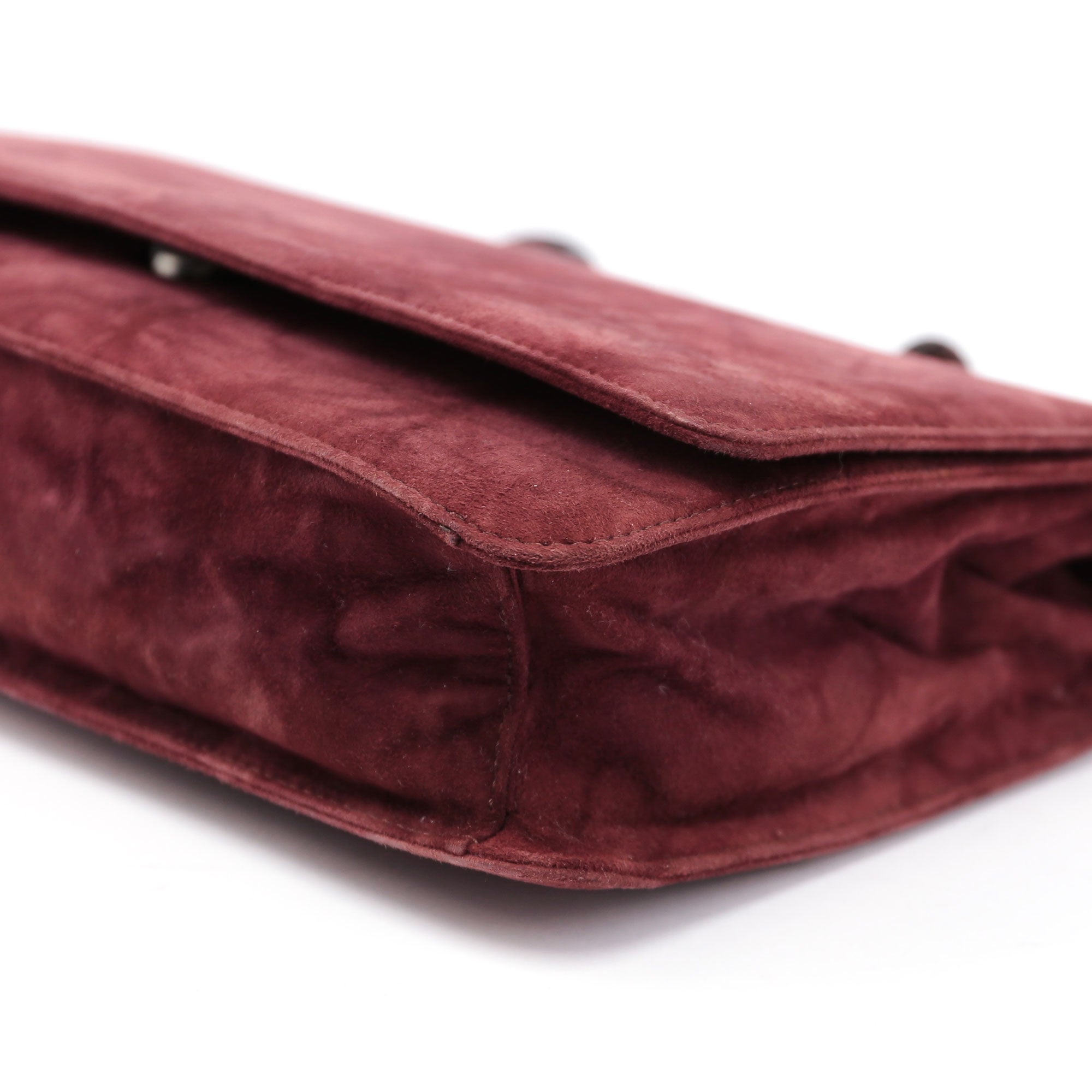 Burgundy Suede Chain Shoulder Bag