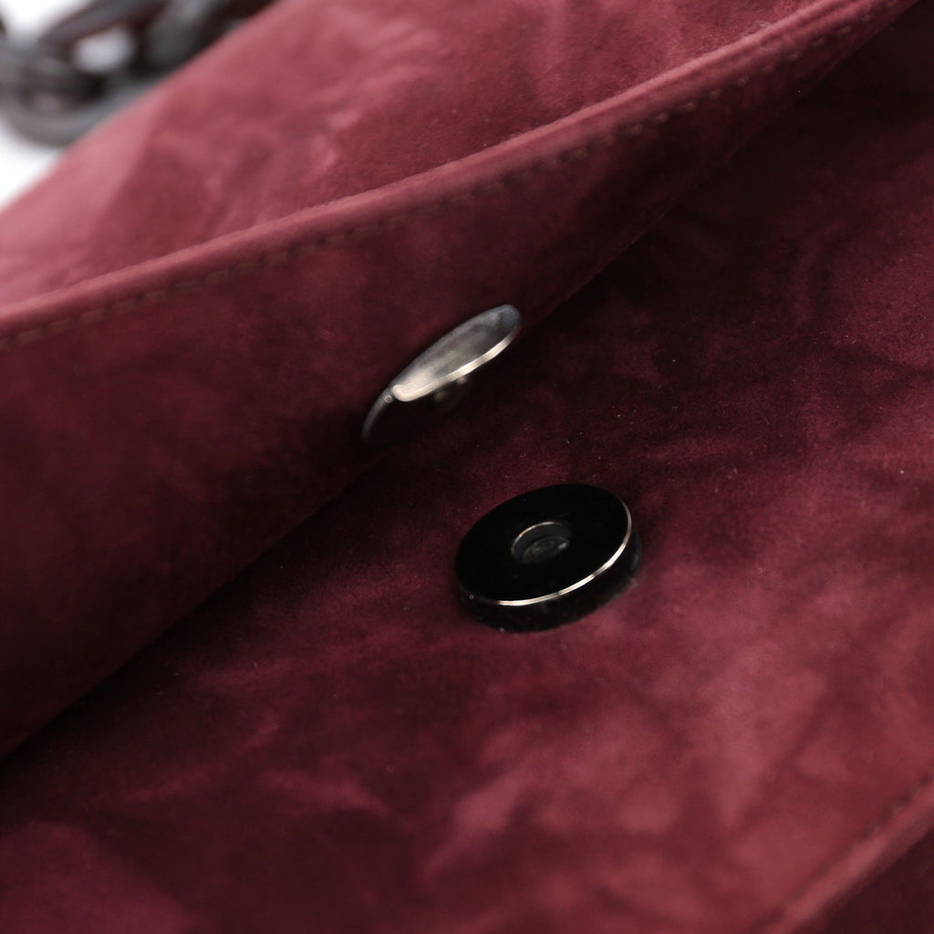 Burgundy Suede Chain Shoulder Bag