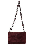 Burgundy Suede Chain Shoulder Bag