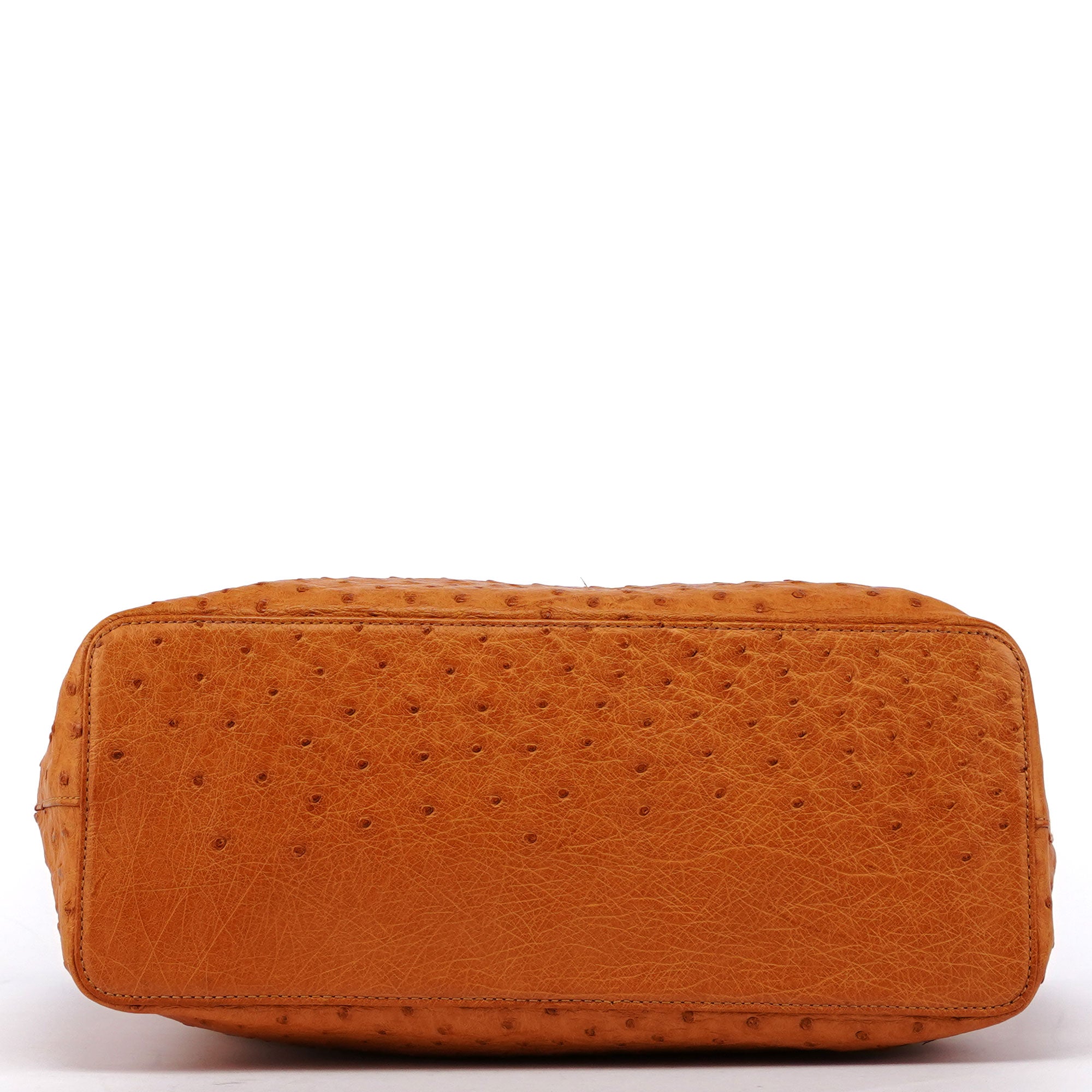 Cognac Ostrich Drawstring Shoulder Bag