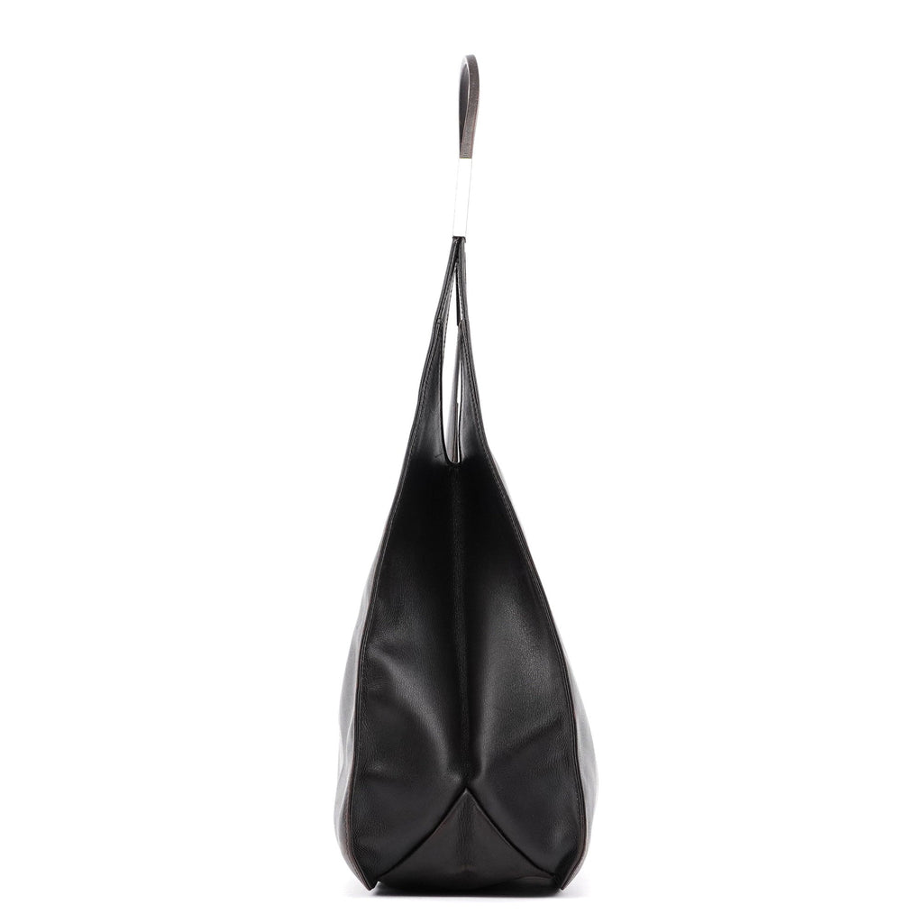 Dark Brown Calfskin Hobo Shoulder Bag