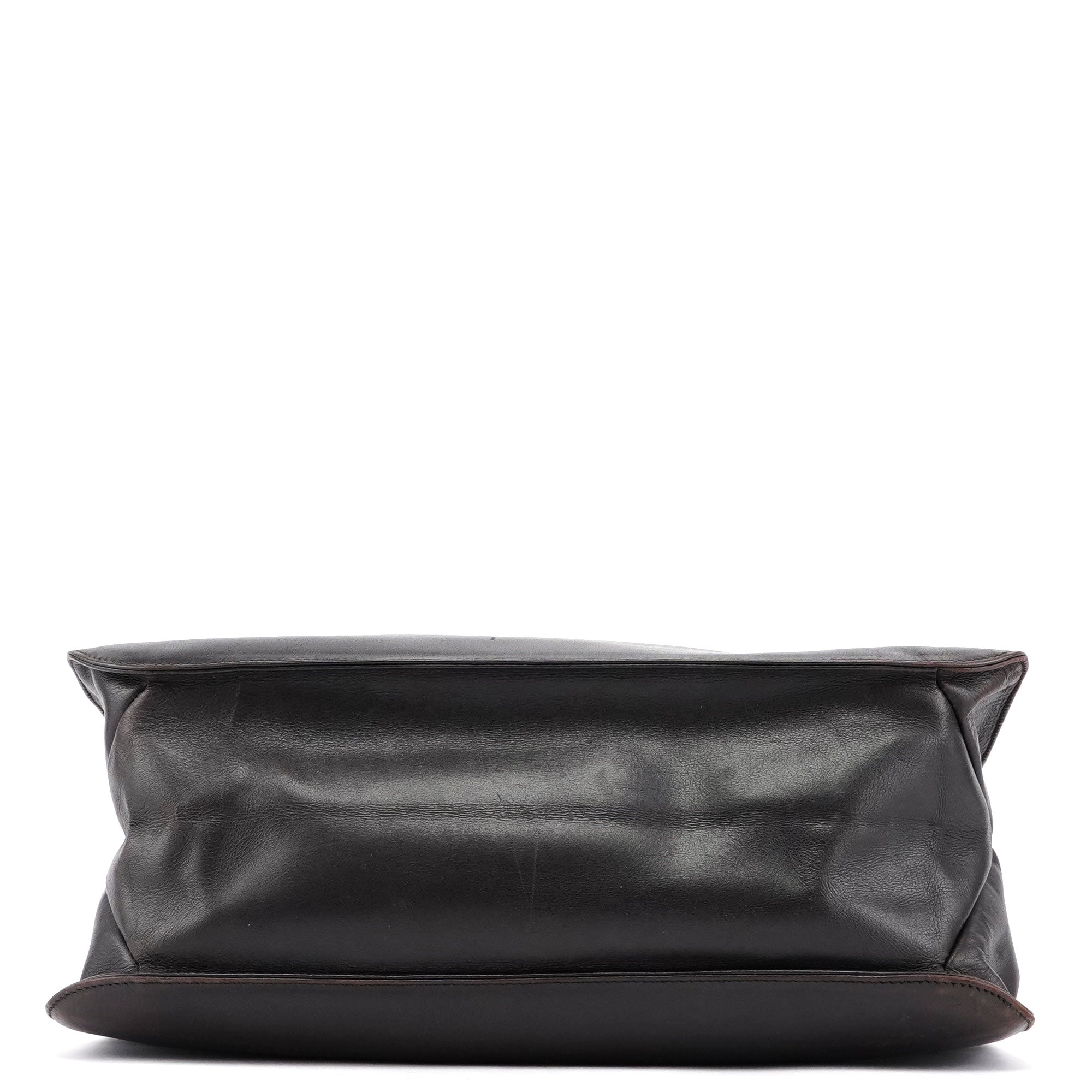 Dark Brown Calfskin Hobo Shoulder Bag
