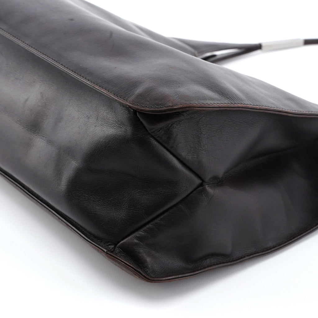 Dark Brown Calfskin Hobo Shoulder Bag