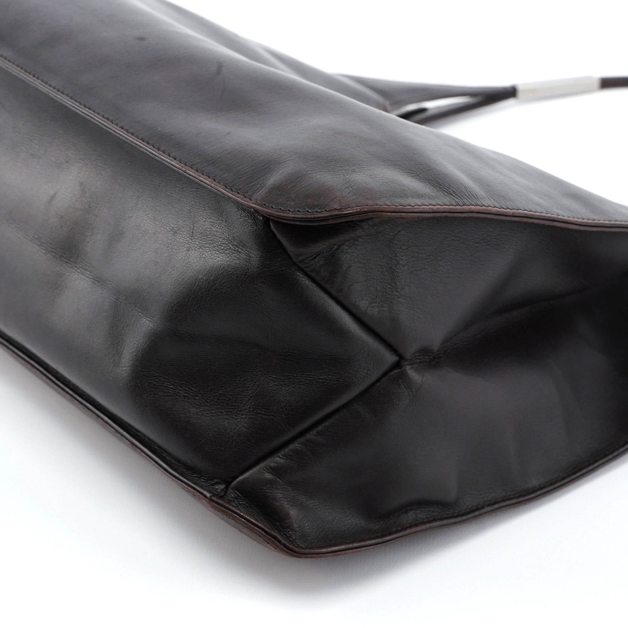 Dark Brown Calfskin Hobo Shoulder Bag
