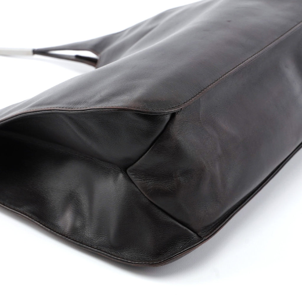 Dark Brown Calfskin Hobo Shoulder Bag