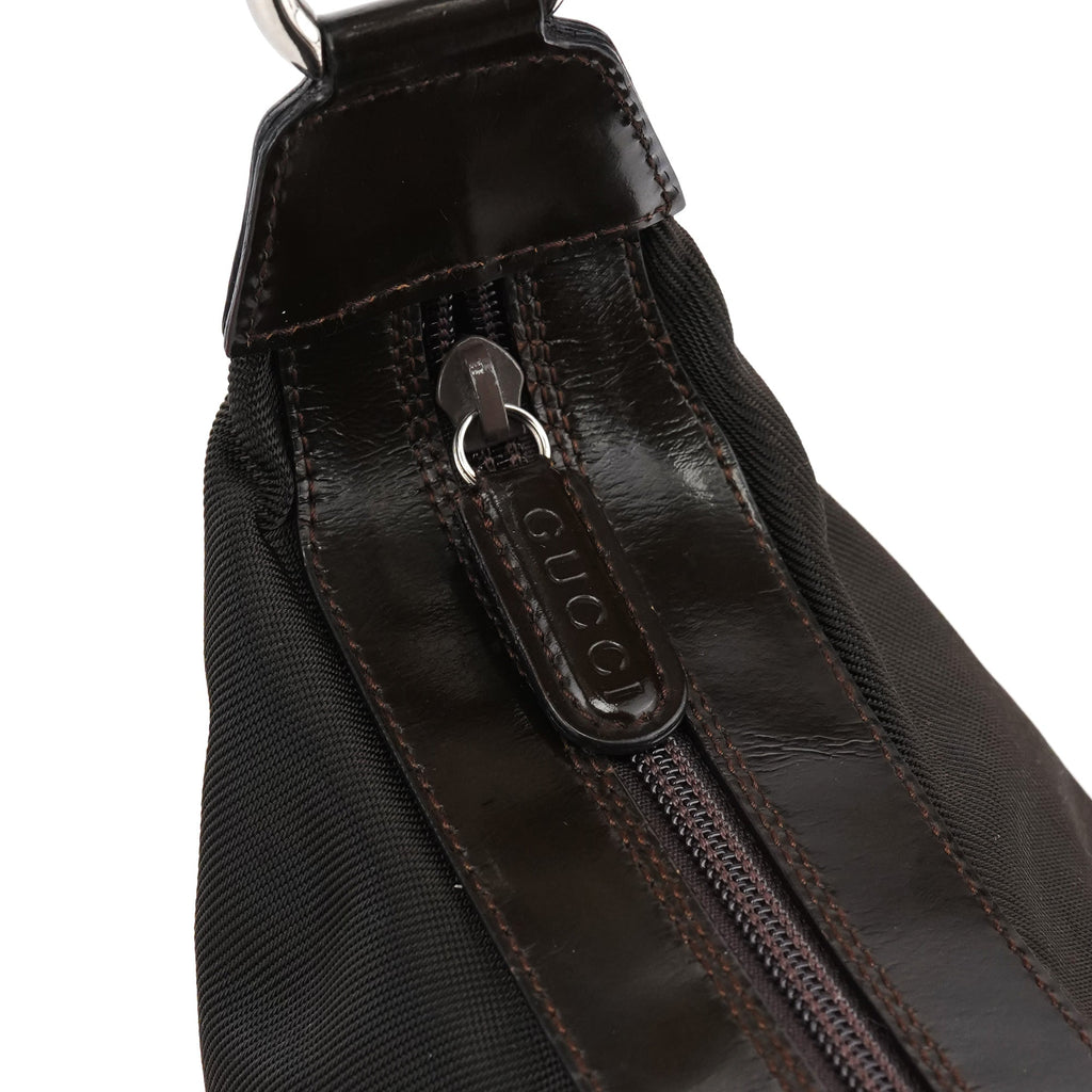 Dark Green Nylon Bamboo Shoulder Bag