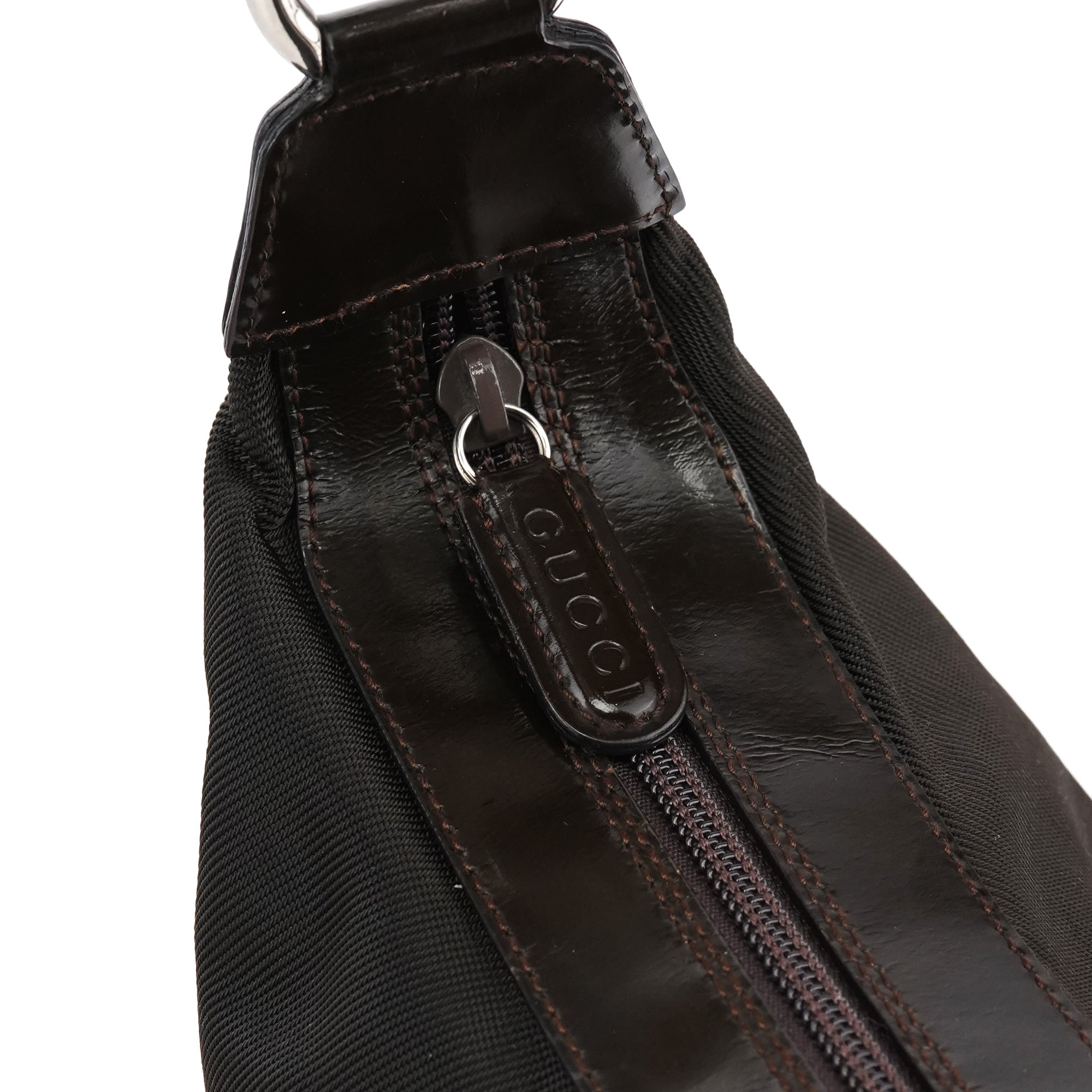 Dark Green Nylon Bamboo Shoulder Bag