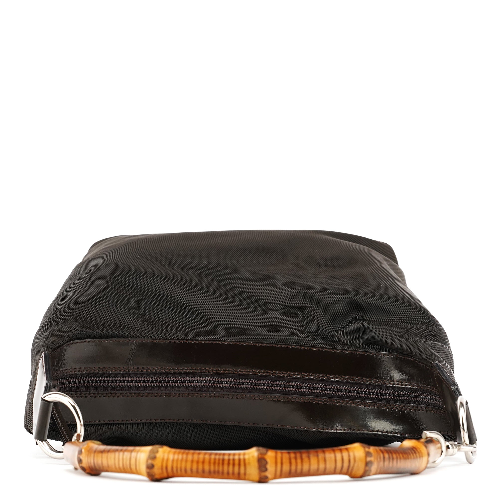 Dark Green Nylon Bamboo Shoulder Bag