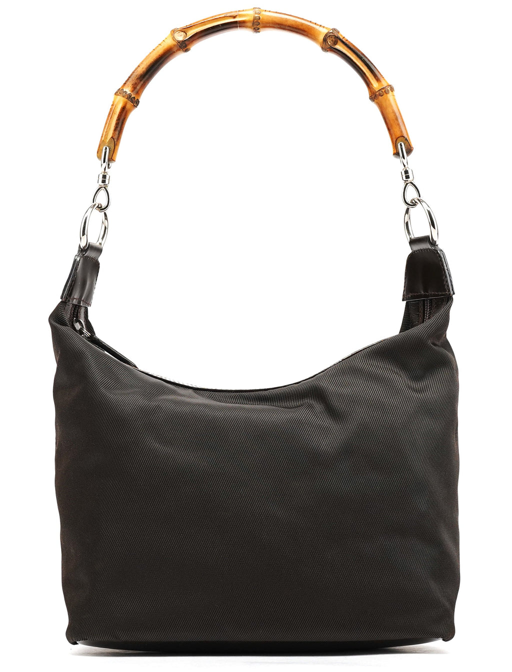 Dark Green Nylon Bamboo Shoulder Bag