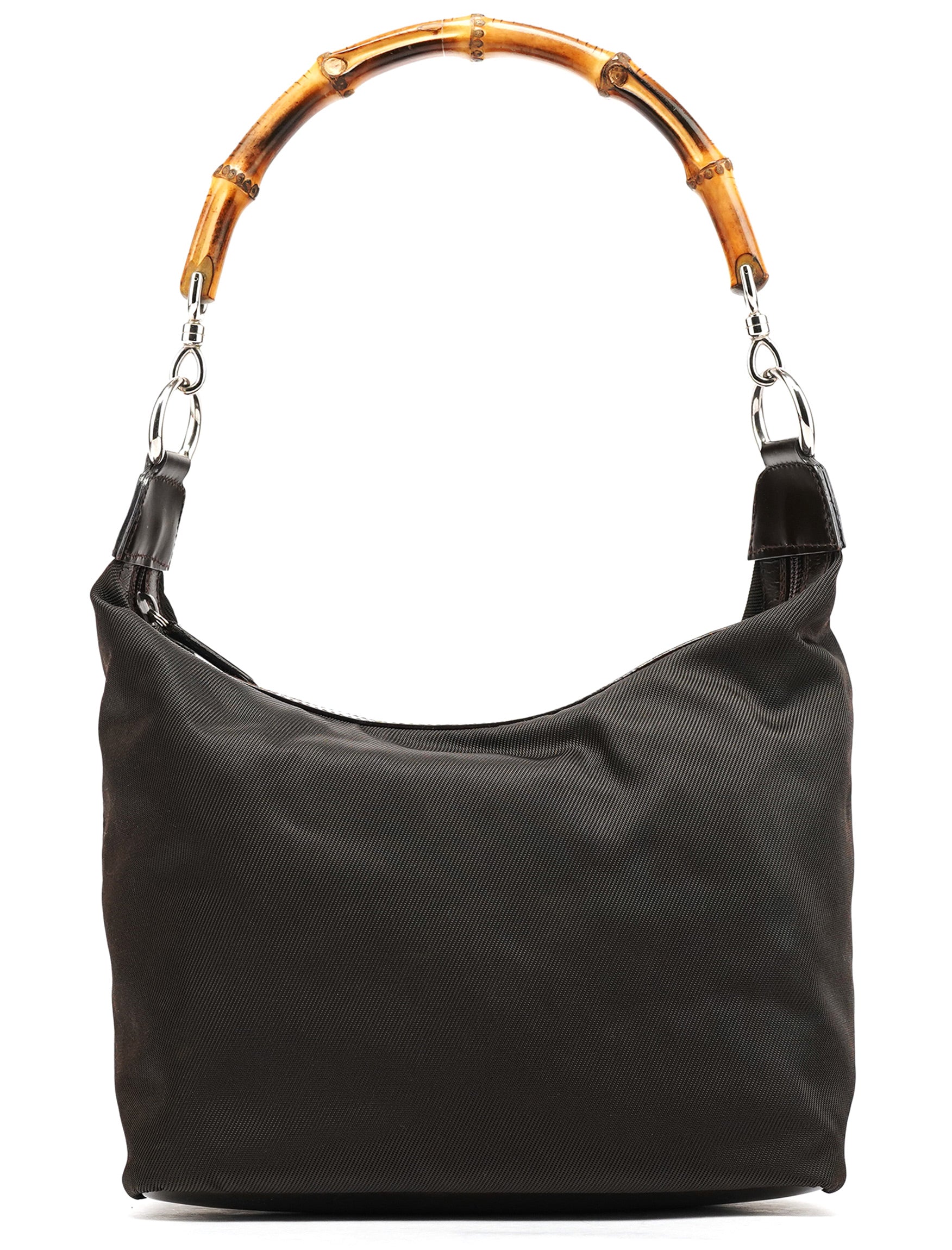 Dark Green Nylon Bamboo Shoulder Bag
