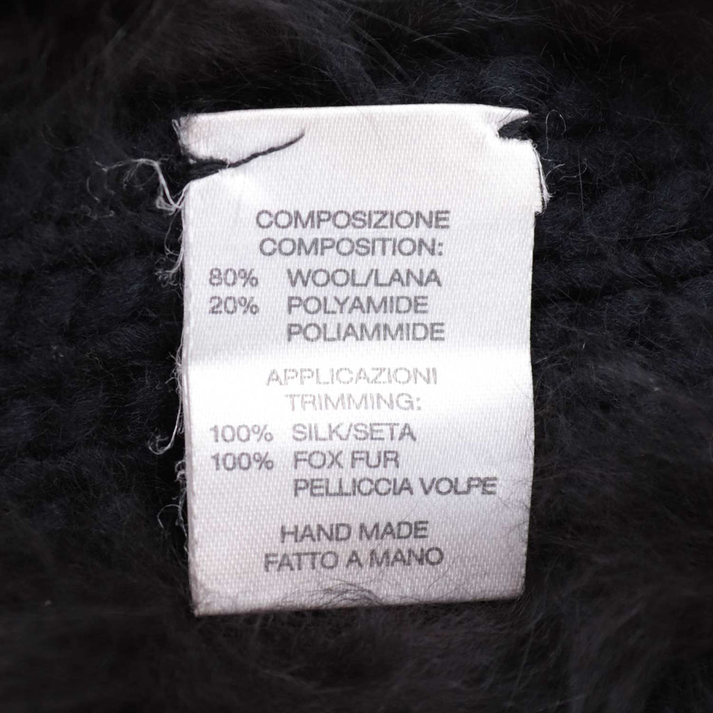 Fall 2002 Fox Fur Black Wool Knit Sweater