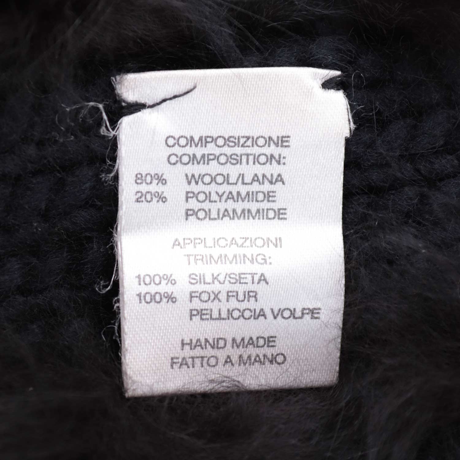 Fall 2002 Fox Fur Black Wool Knit Sweater