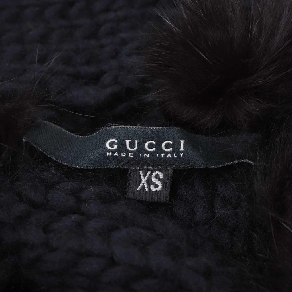 Fall 2002 Fox Fur Black Wool Knit Sweater