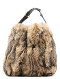 Fox Fur Horsebit Hobo Shoulder Bag